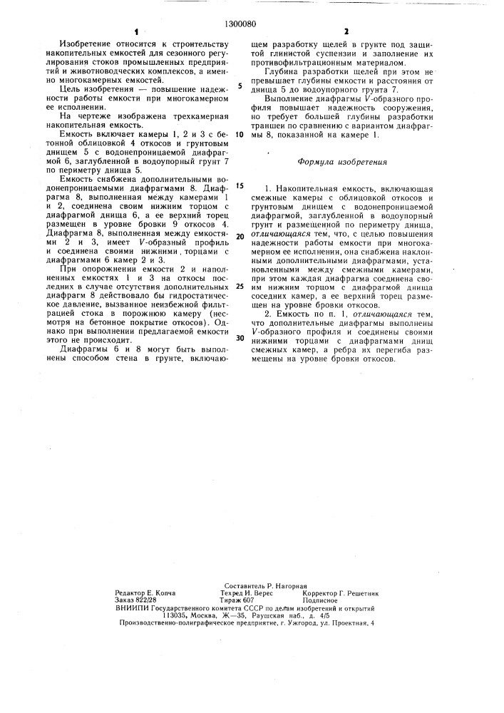Накопительная емкость (патент 1300080)