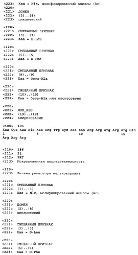 Лиганды рецепторов меланокортинов (патент 2401841)