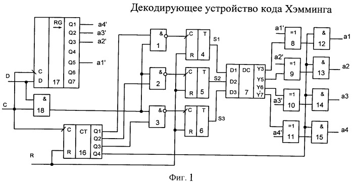 Декодирующее устройство кода хэмминга (патент 2530282)