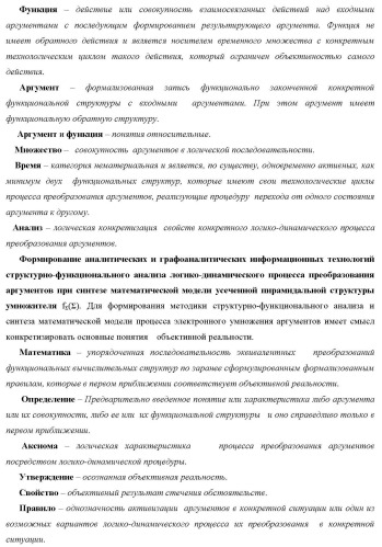 Способ логико-динамического процесса формирования информационных аналоговых сигналов частичных произведений аргументов сомножителей &#177;[ni] и &#177;[mj] - &quot;дополнительный код&quot; усеченной пирамидальной структуры умножителя f ( ) для последующего накапливающего суммирования в сумматоре &#177;f1( ) и функциональная структура для его реализации (варианты русской логики) (патент 2475813)