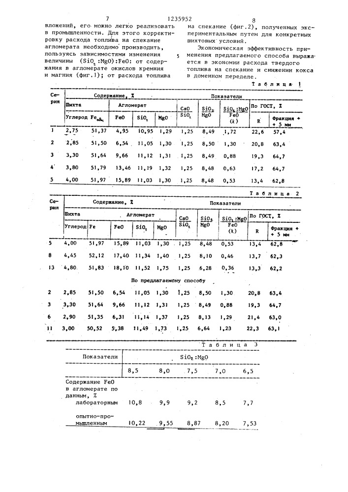 Способ производства магнезиального агломерата (патент 1235952)