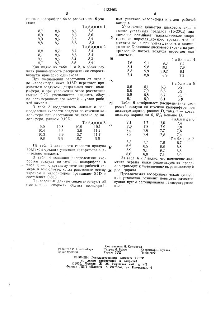 Аэродинамическая сушильная установка (патент 1133463)