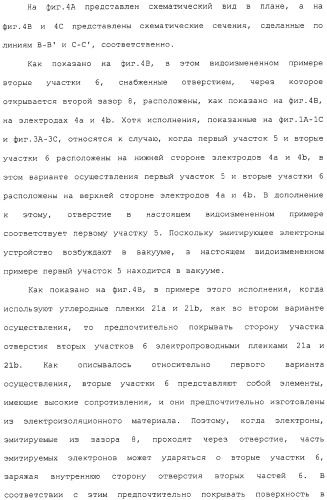 Эмитирующее электроны устройство, источник электронов и устройство отображения с использованием такого устройства и способы изготовления их (патент 2331134)