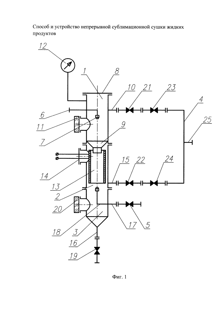 Способ и устройство непрерывной сублимационной сушки жидких продуктов (патент 2615553)