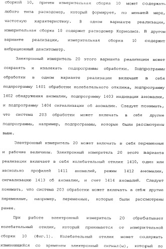 Способы и электронный измеритель для быстрого обнаружения неоднородности вещества, текущего через расходомер кориолиса (патент 2366900)