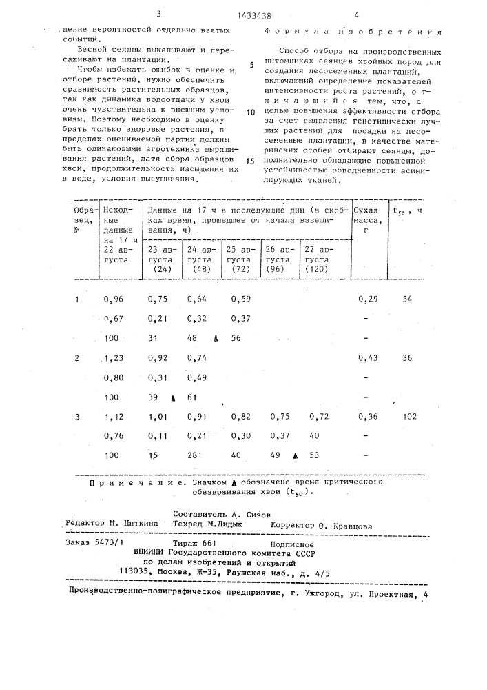 Способ отбора на производственных питомниках сеянцев хвойных пород для создания лесосеменных плантаций (патент 1433438)