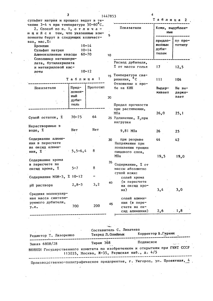 Способ получения минерального дубителя (патент 1447853)