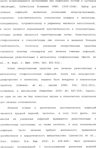 Применение тигециклина, в отдельности или в комбинации с рифампином, для лечения остеомиелита и/или септического артрита (патент 2329047)