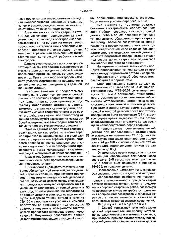 Способ контактной точечной сварки деталей неравных толщин (патент 1745462)