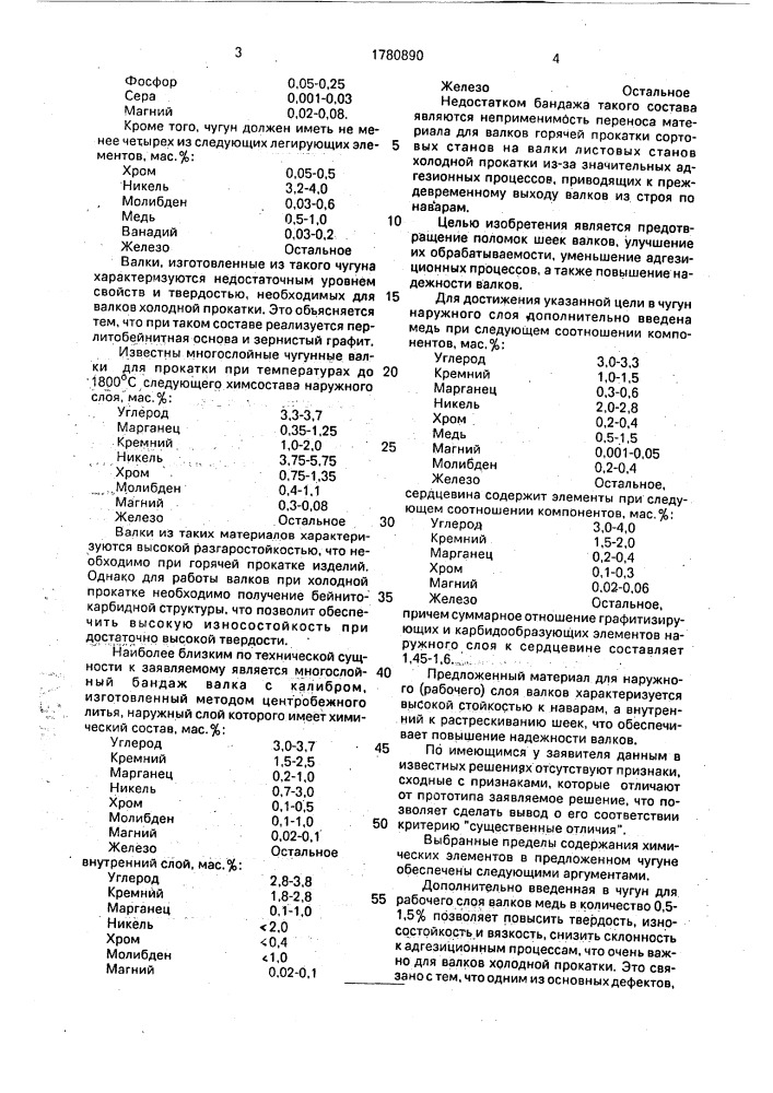 Двухслойный прокатный валок (патент 1780890)