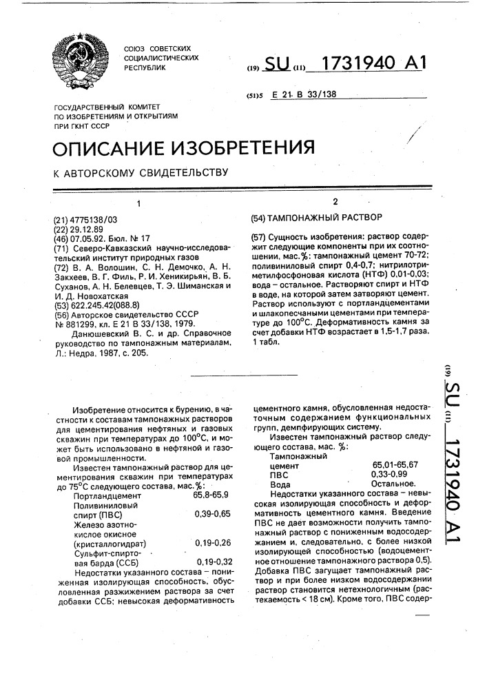 Какие документы прилагаются к плану проведения тампонажных работ