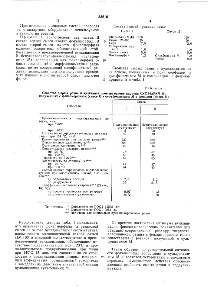 Вулканизуемая резиновая смесь (патент 556161)