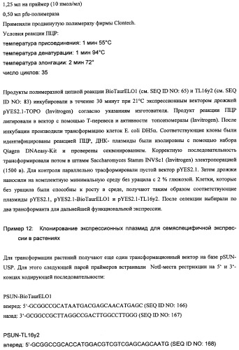 Способ получения полиненасыщенных кислот жирного ряда в трансгенных организмах (патент 2447147)