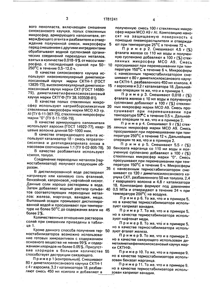 Способ получения термостойкого синтактового пенопласта (патент 1781241)