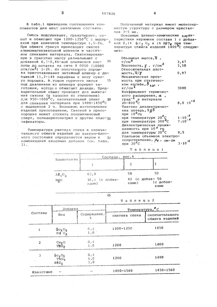 Керамический материал (патент 607826)