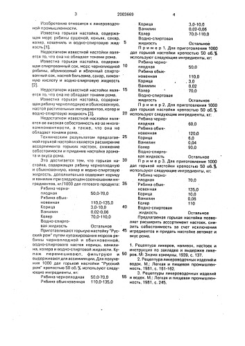 "горькая настойка "русский ром" (патент 2003669)