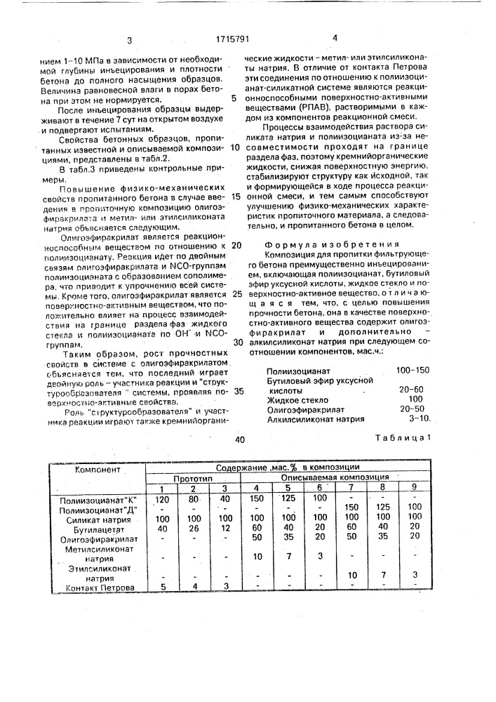 Композиция для пропитки фильтрующего бетона (патент 1715791)