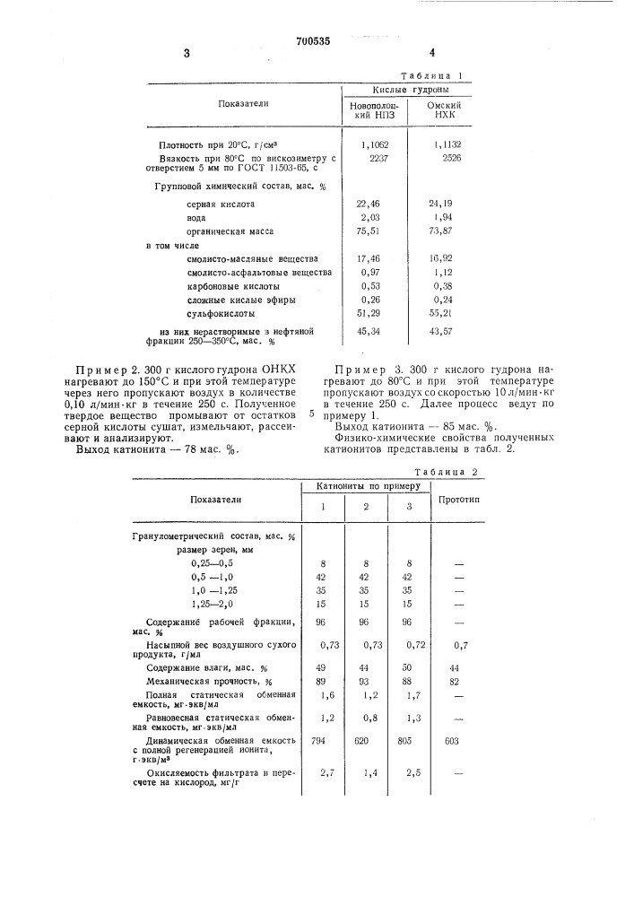 Способ получения сульфокатионита (патент 700535)