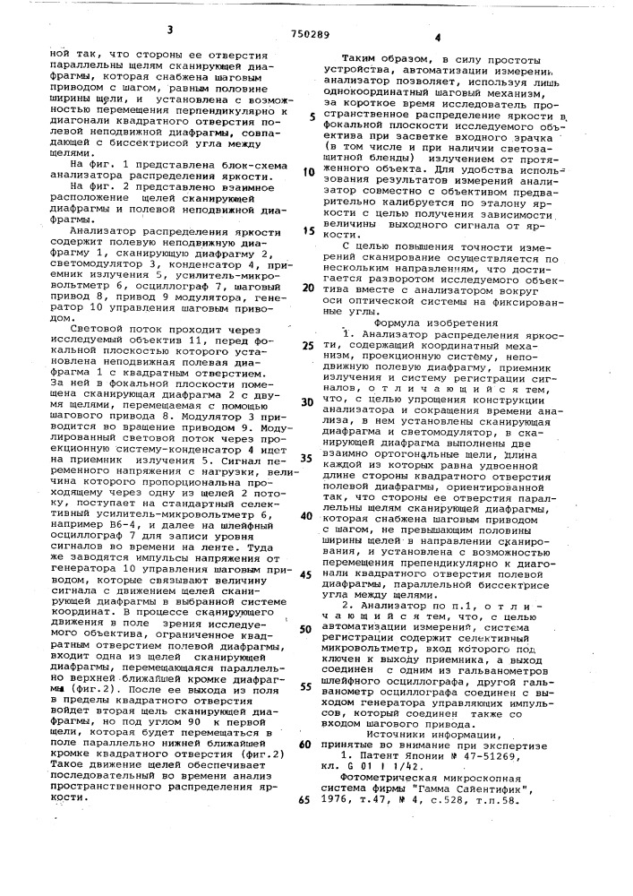 Анализатор распределения яркости (патент 750289)