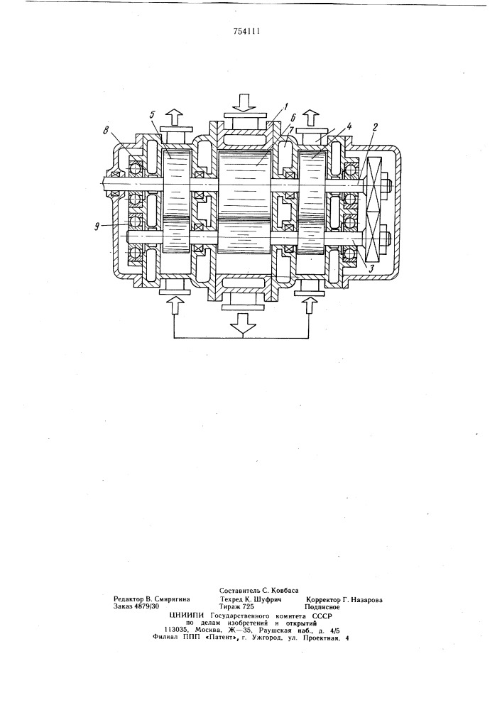 Двухроторный вакуум-компрессор (патент 754111)