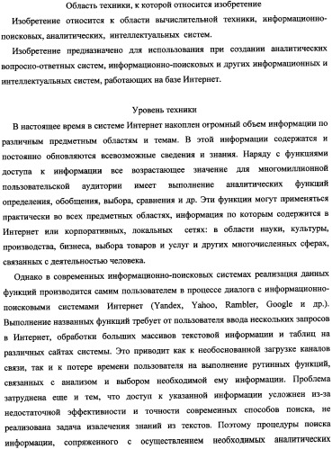 Способ синтеза самообучающейся аналитической вопросно-ответной системы с извлечением знаний из текстов (патент 2345416)