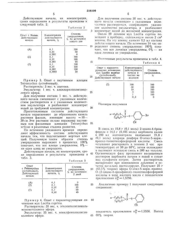 Способ борьбы с насекомыми и клещами (патент 518109)