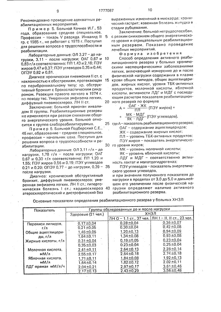 Способ определения активного реабилитационного резерва у больных хроническими неспецифическими заболеваниями легких (патент 1777087)