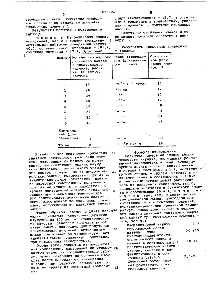 Резиновая смесь на основе хлоропренового каучука (патент 663702)