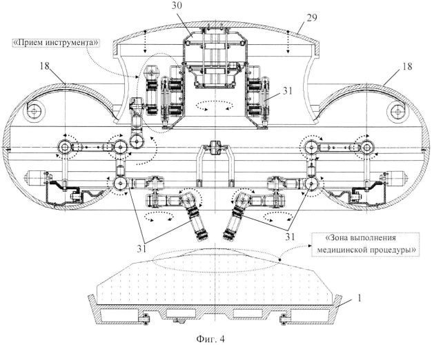 Функциональная структура возвратно-поступательного разворота медицинского стола с тороидальной хирургической робототехнической системой (вариант русской логики - версия 1) (патент 2563194)