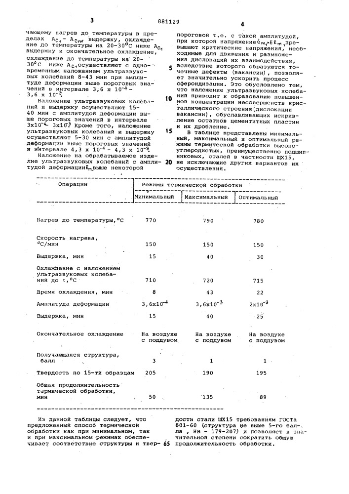 Способ термической обработки высокоуглеродистых, преимущественно подшипниковых, сталей (патент 881129)