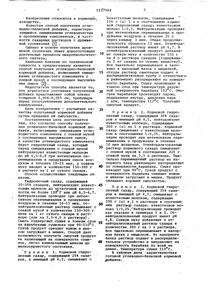 Способ получения углеводно-белковой кормовой добавки (патент 1127564)