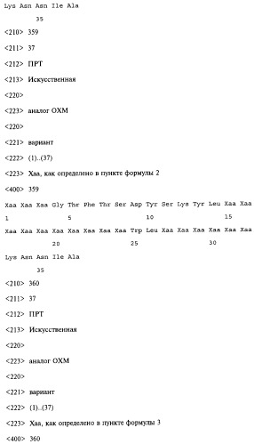Пептид, фармацевтическая композиция (варианты) и лекарственное средство на его основе, способ лечения и/или предупреждения диабета или заболеваний, сопутствующих ожирению, способ уменьшения аппетита, уменьшения потребления пищи, уменьшения потребления калорий, уменьшения массы тела и увеличения расхода энергии (патент 2492183)