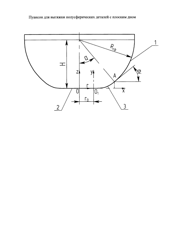 Пуансон для вытяжки полусферических деталей с плоским дном (патент 2608925)