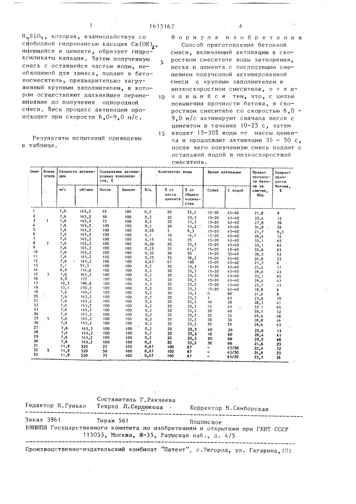 Способ приготовления бетонной смеси (патент 1615167)