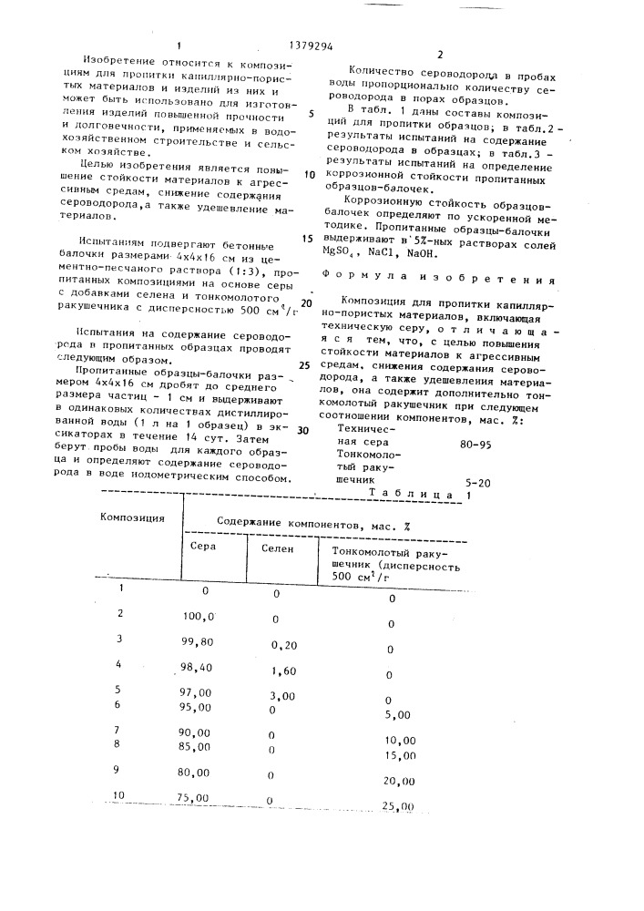 Композиция для пропитки капиллярно-пористых материалов (патент 1379294)