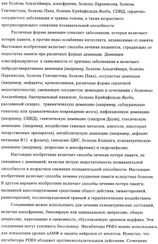 Применение производных анилина в качестве ингибиторов фосфодиэстеразы 4 (патент 2321583)