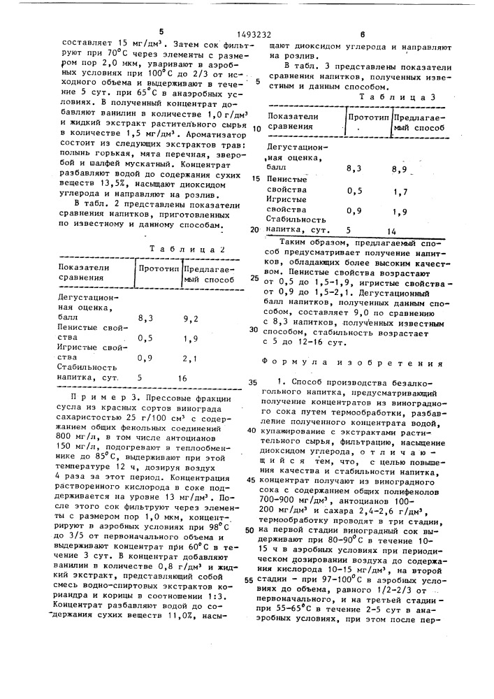 Способ производства безалкогольного напитка (патент 1493232)