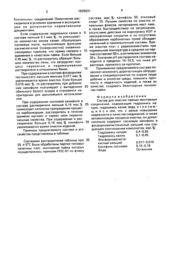 Состав тимошина для очистки паяных монтажных соединений (патент 1625631)
