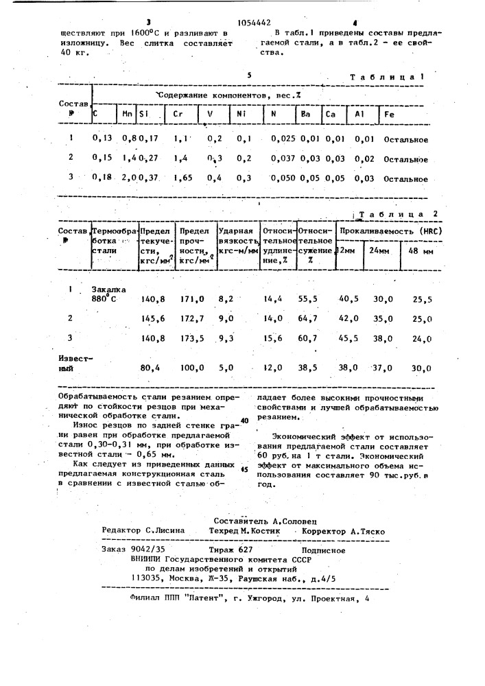 Конструкционная сталь (патент 1054442)