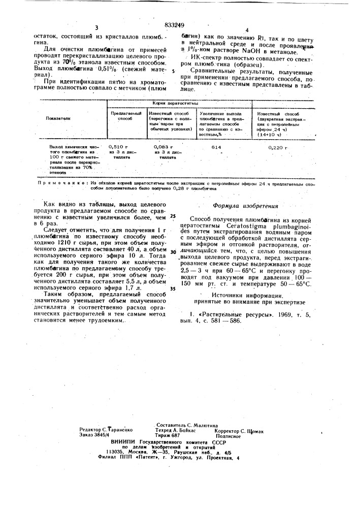 Способ получения плюмбагина (патент 833249)