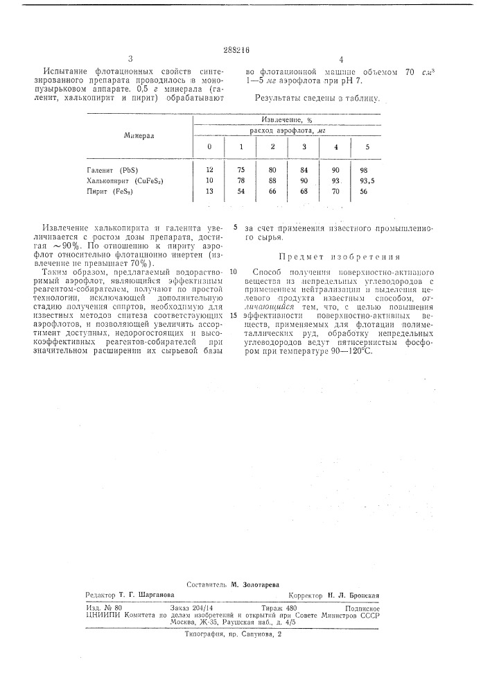 Способ получения поверхностно-активноговещества (патент 288216)