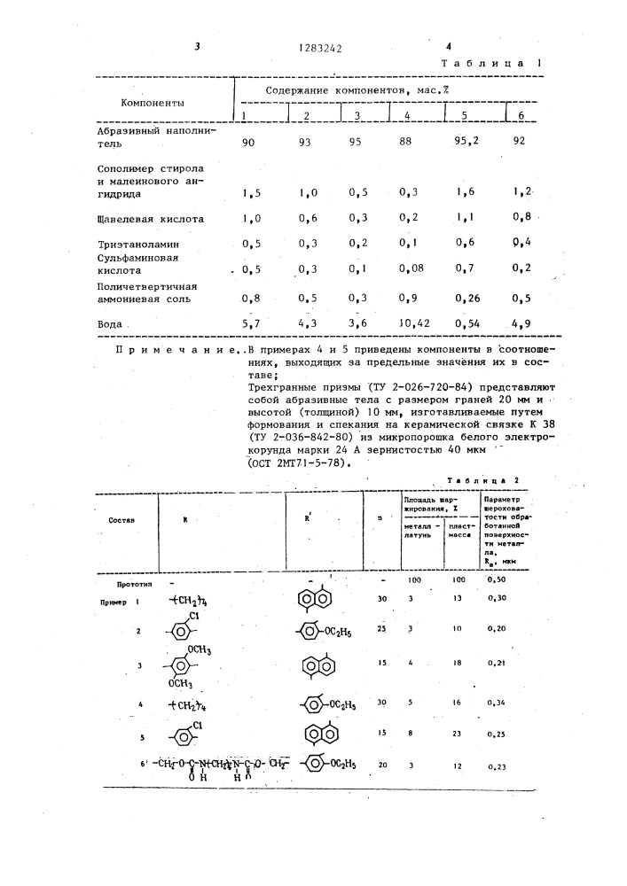 Состав для вибрационной обработки (патент 1283242)
