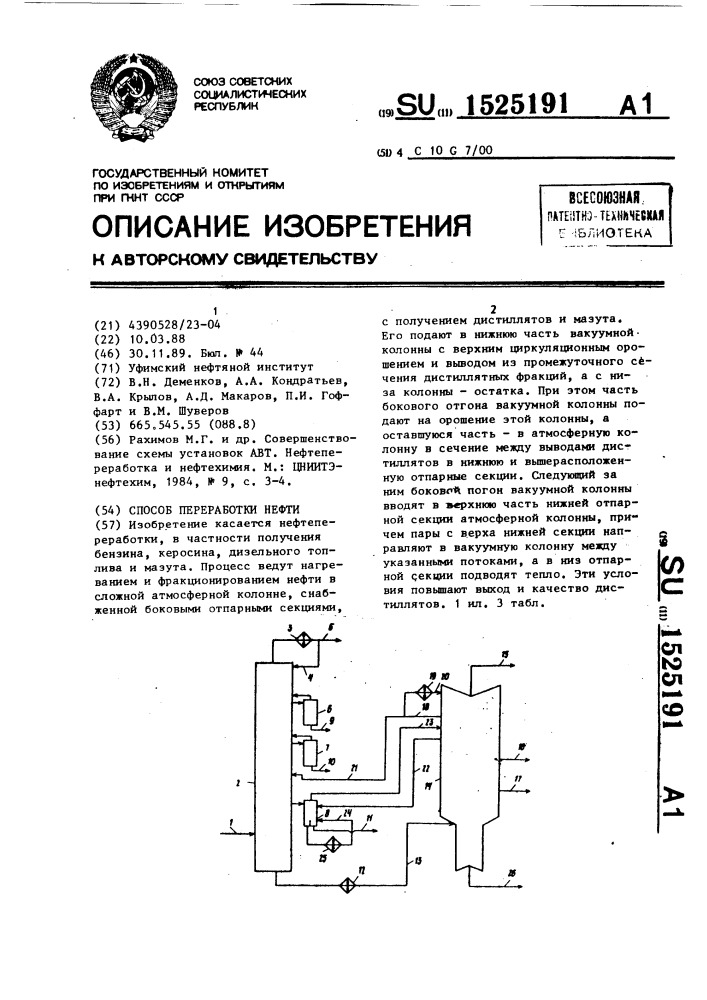 Способ переработки нефти (патент 1525191)