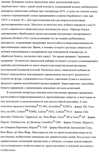 Придающее маслостойкость/жиро- и водонепроницаемость проклеивающее вещество для обработки целлюлозных материалов (патент 2325407)