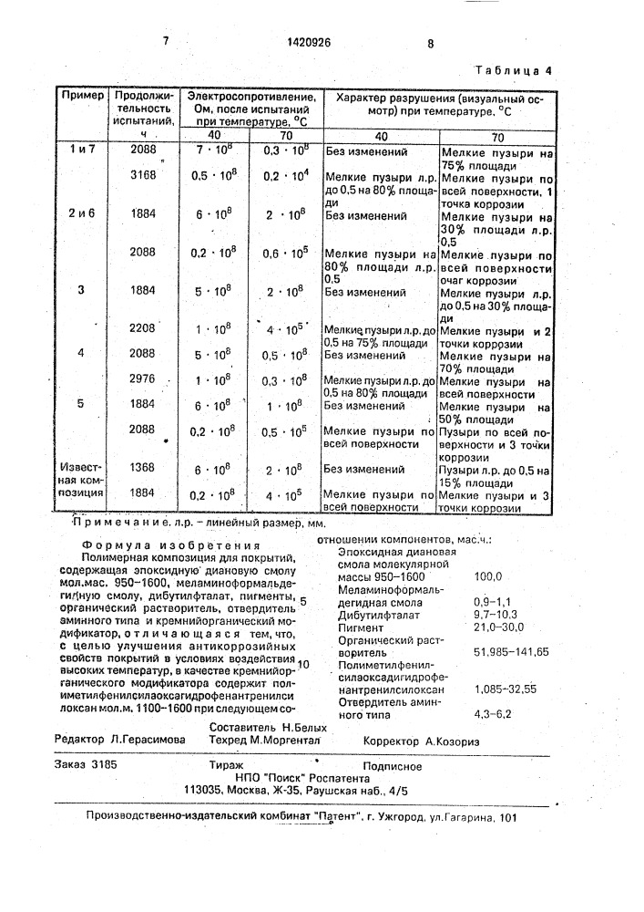 Полимерная композиция для покрытий (патент 1420926)