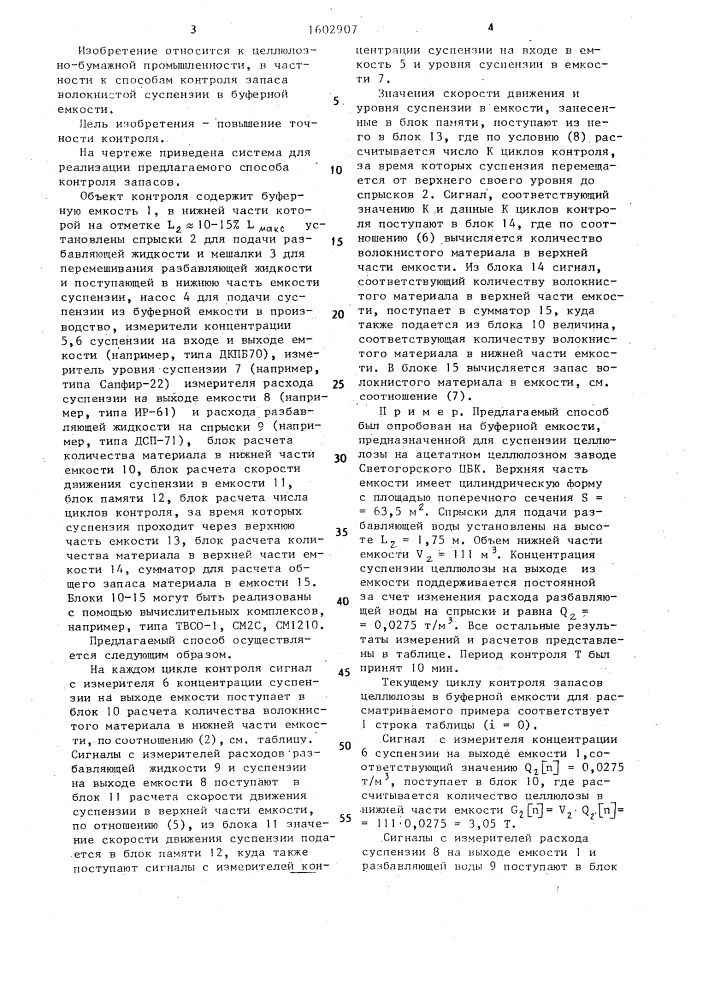 Способ контроля запаса волокнистого материала в виде суспензии в буферной емкости (патент 1602907)