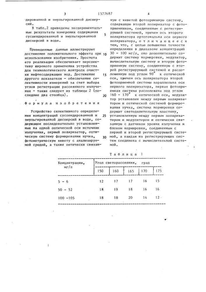 Устройство селективного определения концентраций суспендированной и эмульгированной дисперсий в воде (патент 1377687)