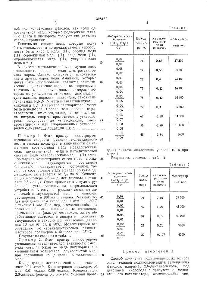 Способ получения полифениленовых эфиров (патент 328132)