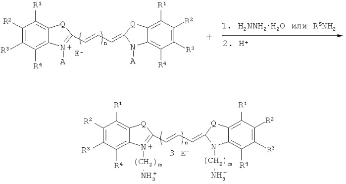 Симметричные цианиновые красители с терминальными азотсодержащими группами в n-заместителях гетероциклических остатков в качестве люминофоров и способ их получения (патент 2472822)
