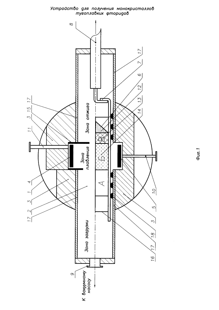 Устройство для получения монокристаллов тугоплавких фторидов (патент 2608891)